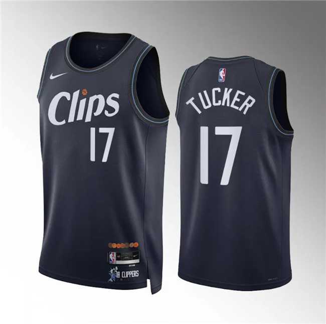 Men%27s Los Angeles Clippers #17 P.j. Tucker Navy 2023-24 City Edition Stitched Jersey Dzhi